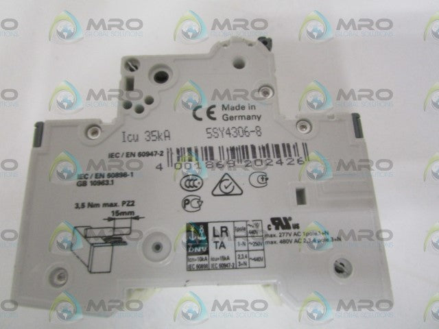 SIEMENS 5SY4306-8 CIRCUIT BREAKER 400V *NEW NO BOX*