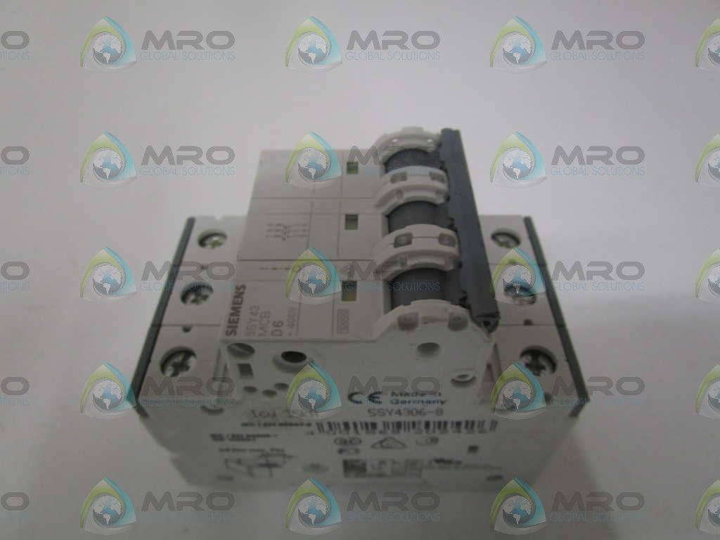SIEMENS 5SY4306-8 CIRCUIT BREAKER 400V (CHIPPED/CRACKED) *NEW NO BOX*
