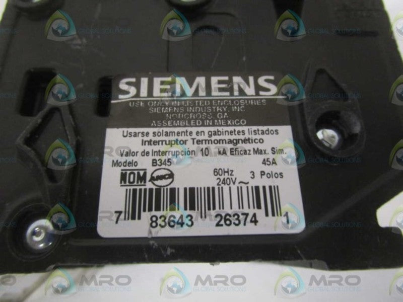 SIEMENS B345 CIRCUIT BREAKER 45A (CHIPPED) *NEW NO BOX*