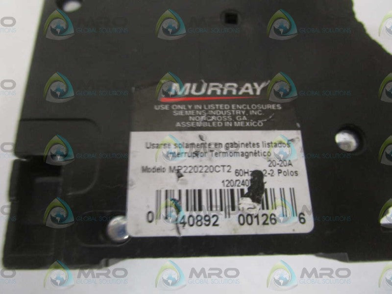 MURRAY MP220220CT2 CIRCUIT BREAKER 20-20A (AS PICTURED) *NEW NO BOX*