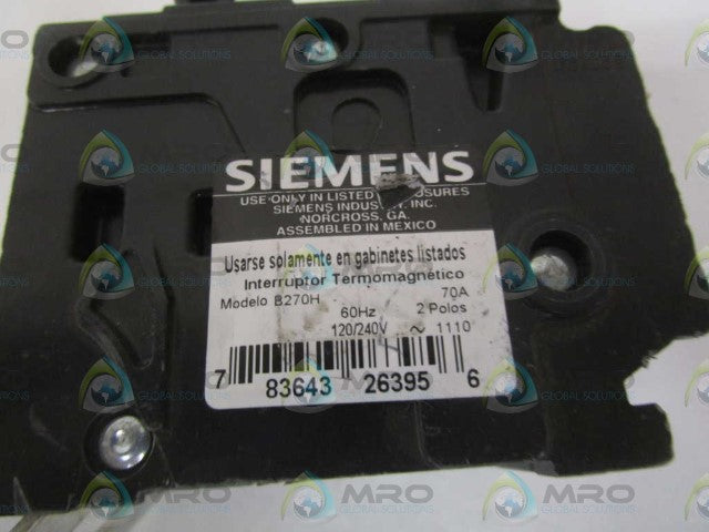 SIEMENS B270H CIRCUIT BREAKER 70A *NEW NO BOX*