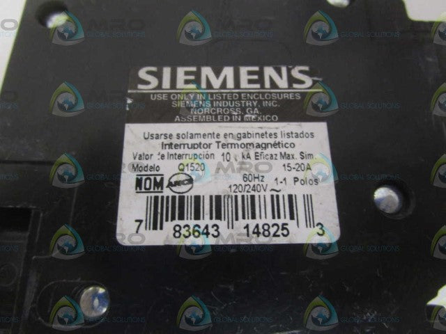SIEMENS Q1520 CIRCUIT BREAKER 15-20A (AS PICTURED) *NEW NO BOX*