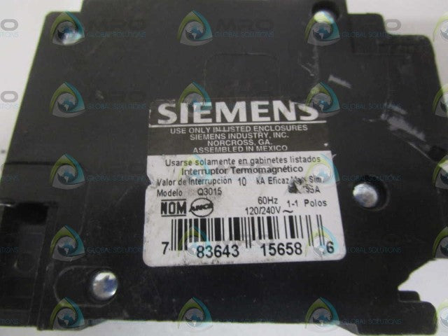SIEMENS Q3015 CIRCUIT BREAKER 30-15A (CHIPPED) *NEW NO BOX*