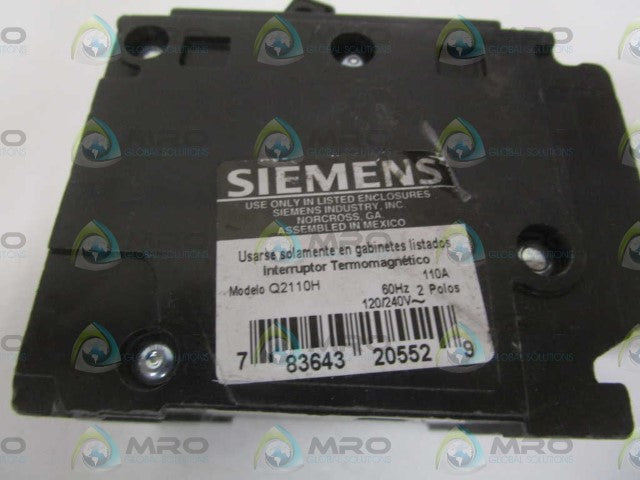 SIEMENS Q2110H CIRCUIT BREAKER 110A (AS PICTURED) *NEW NO BOX*