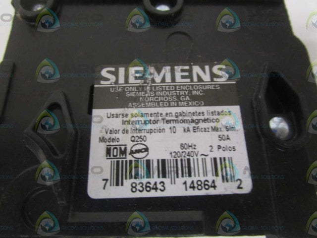 SIEMENS Q250 CIRCUIT BREAKER 50A (AS PICTURED) *NEW NO BOX*