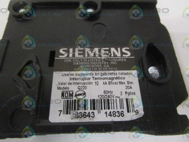 SIEMENS Q220 CIRCUIT BREAKER 20A (AS PICTURED) *NEW NO BOX*