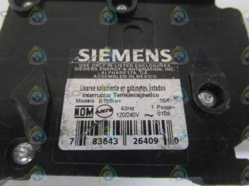SIEMENS B120HH CIRCUIT BREAKER 20A *USED*