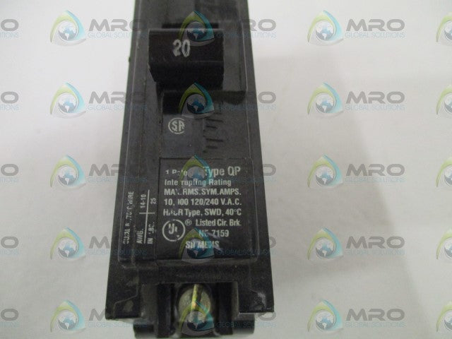 SIEMENS QP120 CIRCUIT BREAKER 20A *USED*