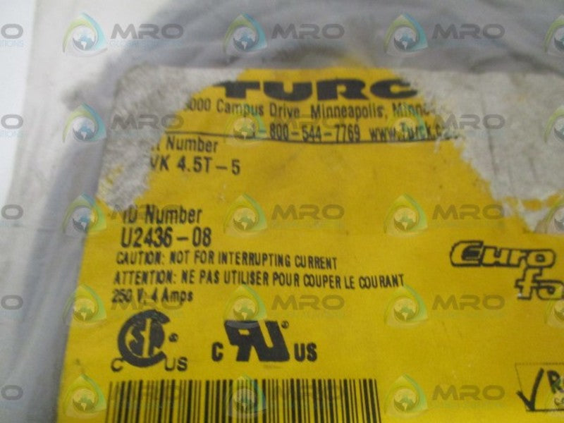 TURCK WK4.5T-5 MOLDED CORDSET *NEW IN FACTORY BAG*
