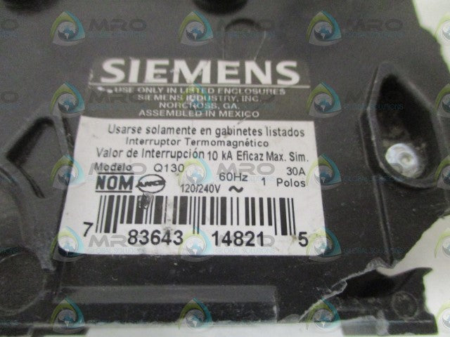 SIEMENS Q130 CIRCUIT BREAKER 30A (CRACKED/CHIPPED) *NEW NO BOX*