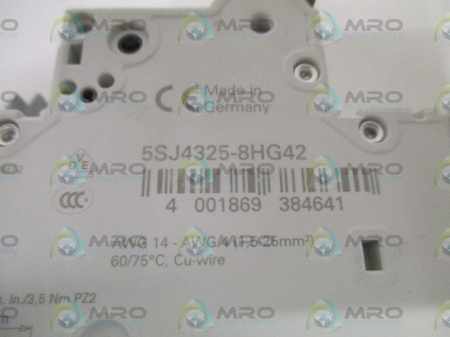 SIEMENS 5SJ4325-8HG42 CIRCUIT BREAKER 25A (AS PICTURED) *NEW NO BOX*