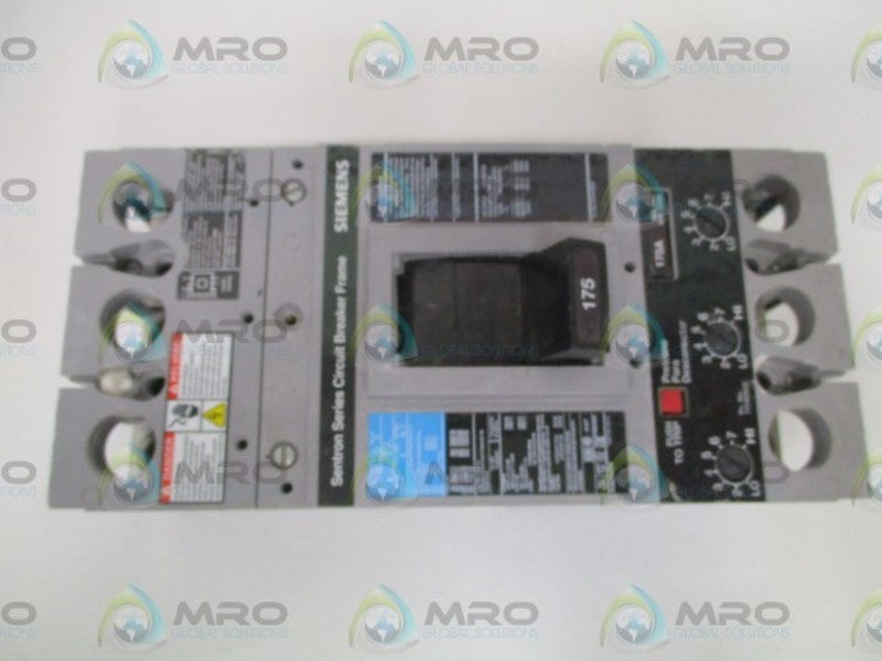 SIEMENS SENTRON FD63B175 CIRCUIT BREAKER  W/ 175AMP TRIP UNIT (CHIPPED) *USED*