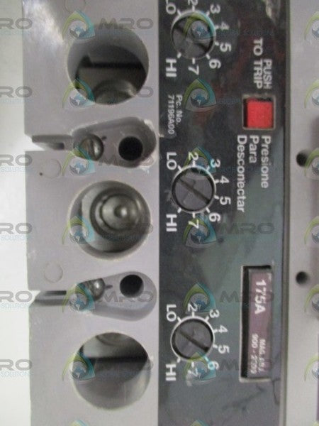 SIEMENS SENTRON FD63B175 CIRCUIT BREAKER  W/ 175AMP TRIP UNIT (CHIPPED) *USED*