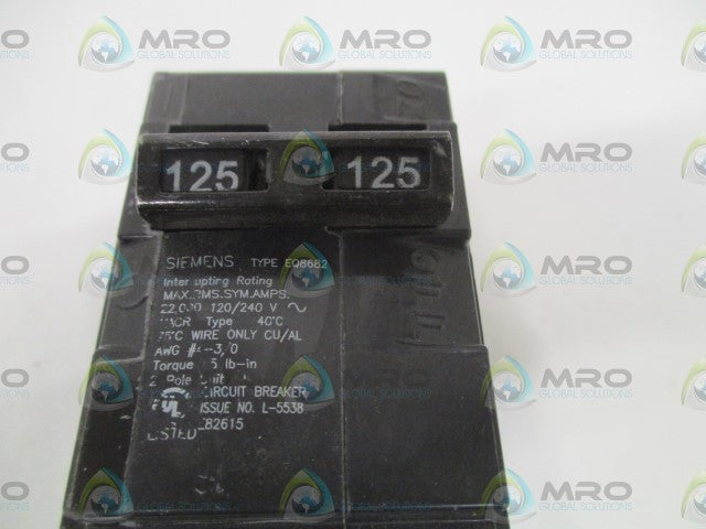 SIEMENS EQ8682 CIRCUIT BREAKER 125A *NEW NO BOX*