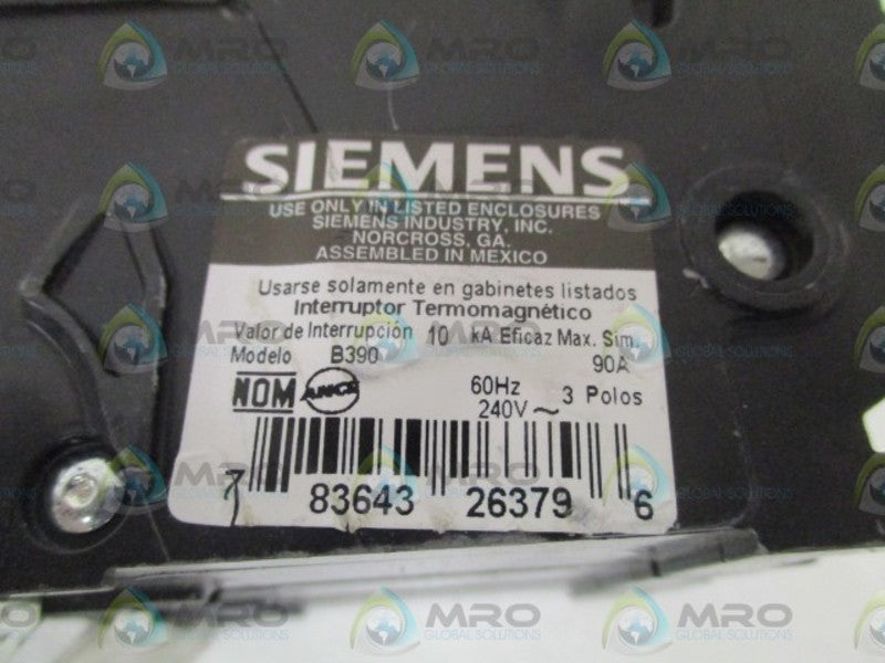 SIEMENS B390 CIRCUIT BREAKER 90A (CRACKED/CHIPPED) *NEW NO BOX*