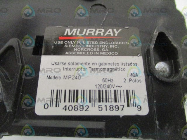 MURRAY MP240 CIRCUIT BREAKER 40A (AS PICTURED) *USED*