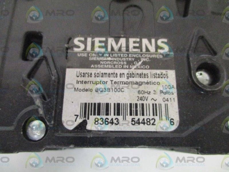 SIEMENS BQ3B100C CIRCUIT BREAKER 100A (CHIPPED/CRACKED) *NEW NO BOX*
