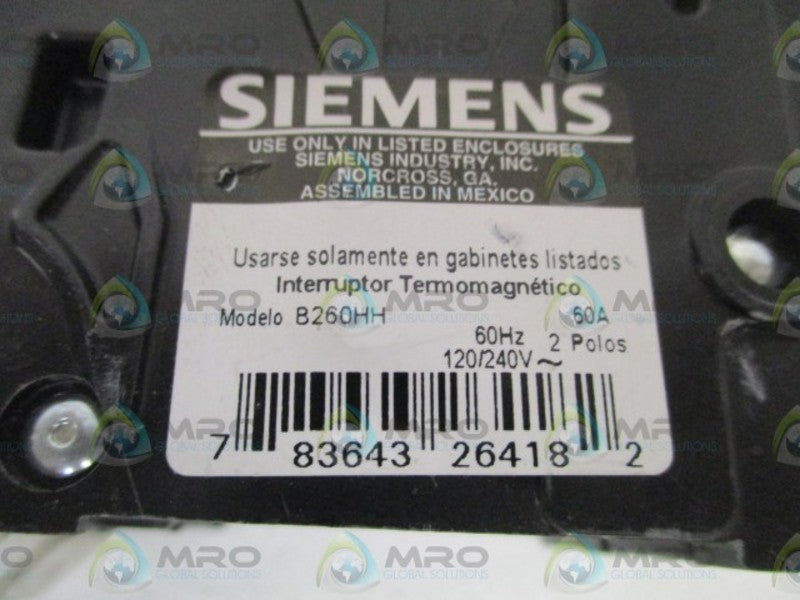 SIEMENS B260HH CIRCUIT BREAKER 60A *NEW NO BOX*