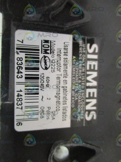 SIEMENS Q225 CIRCUIT BREAKER 25A (AS PICTURED) *NEW NO BOX*