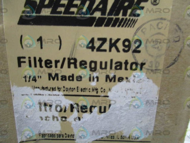 SPEEDAIRE 4ZK92 FILTER/REGULATOR 1/4" *NEW IN BOX*
