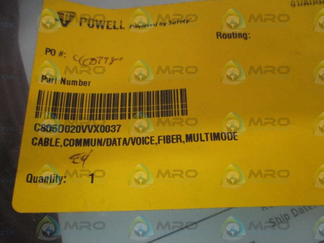 POWELL C805D020VVX0037 MULTIMODE CABLE *NEW IN FACTORY BAG*