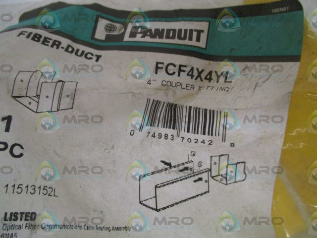 PANDUIT FCF4X4YL 4" COUPLER FITTING *NEW IN FACTORY BAG*