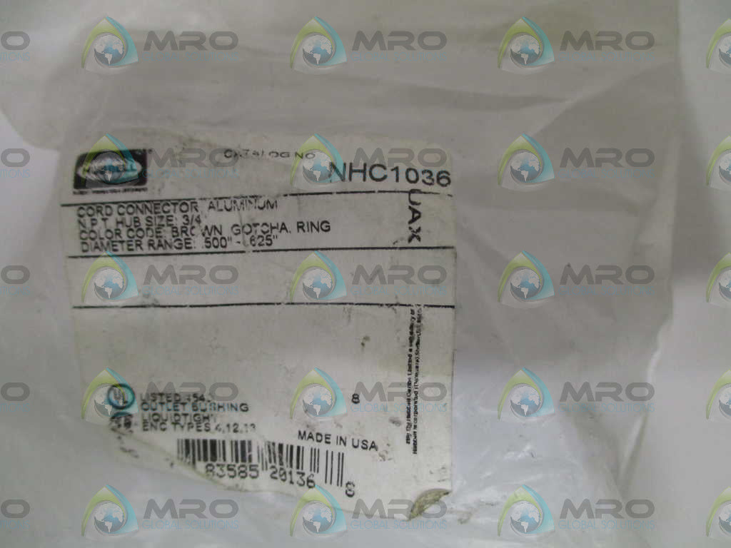HUBBELL NHC1036 CORD CONNECTOR *NEW IN FACTORY BAG*