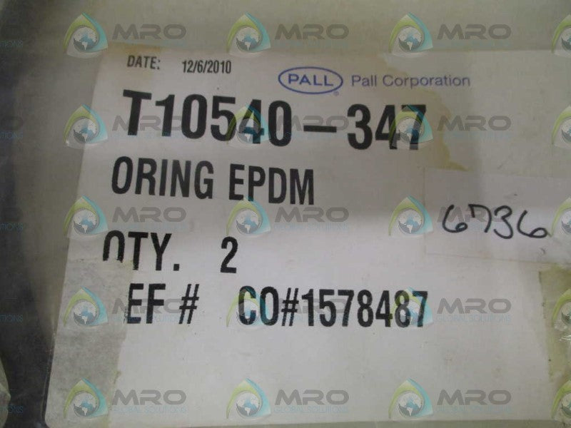 PALL T10540-347 ORING (PACKAGE OF 2) *NEW IN FACTORY BAG*