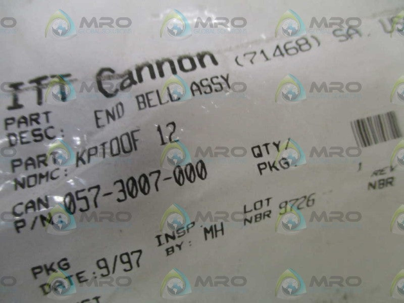 ITT CANNON KPT00F12 END BELL ASSEMBLY *NEW IN FACTORY BAG*
