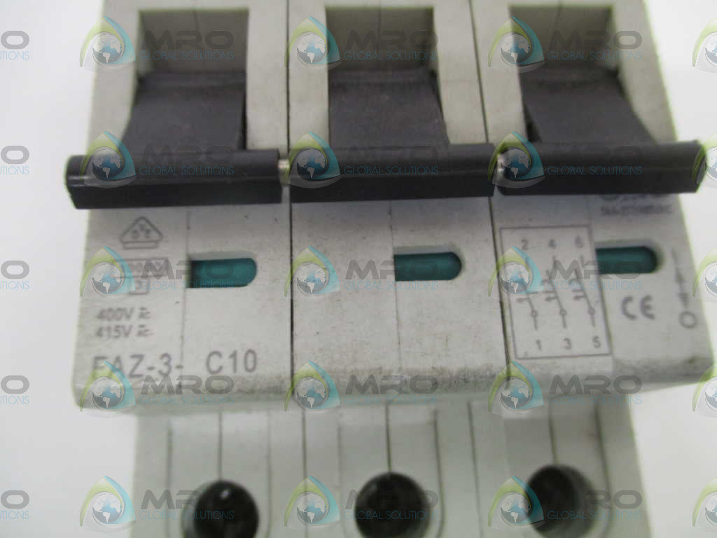 KLOCKNER MOELLER FAZ-3-C10 CIRCUIT BREAKER 400/415V *USED*