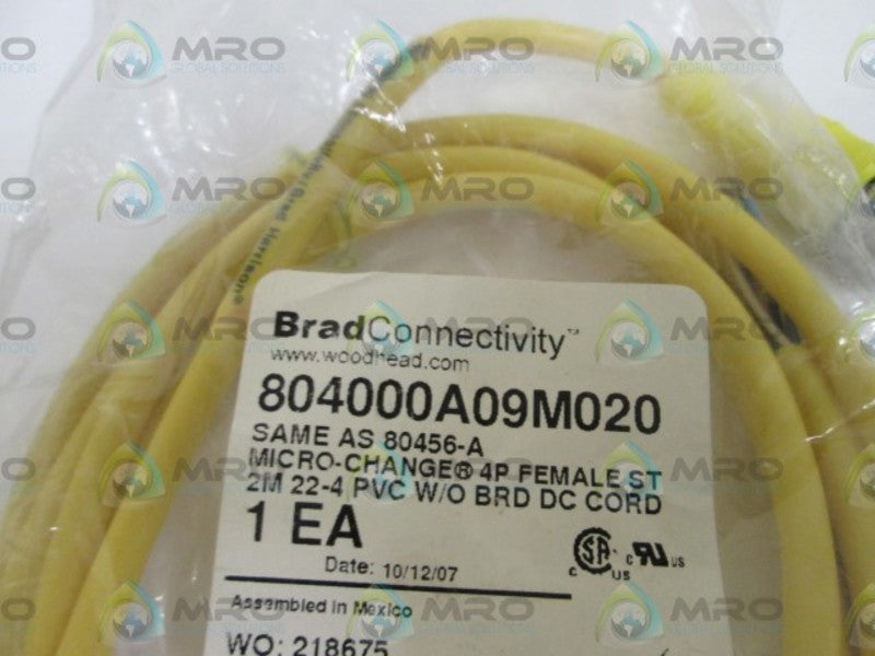 BRAD HARRISON MICRO-CHANGE 804000A09M020 4P CORDSET * NEW IN FACTORY BAG *