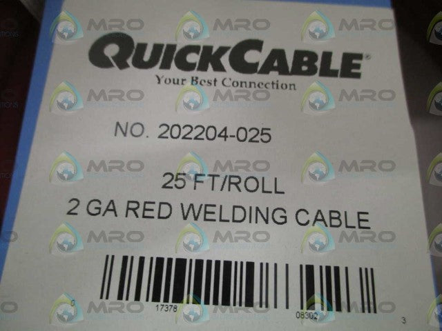 QUICK CABLE 202204-025 WELDING CABLE 25FT *NEW IN BOX*