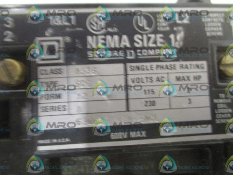 SQUARE D 8536-SCG1 STARTER *USED*