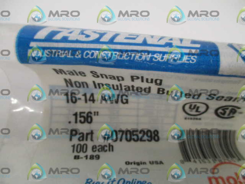 FASTENAL 0705298 MALE SNAP PLUG (PKG OF 100) * NEW IN FACTORY BAG *