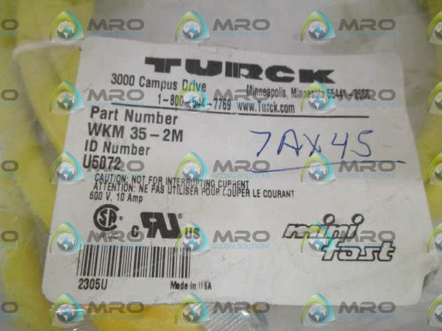 TURCK WKM35-2M MOLDED CORDSET *NEW IN FACTORY BAG*