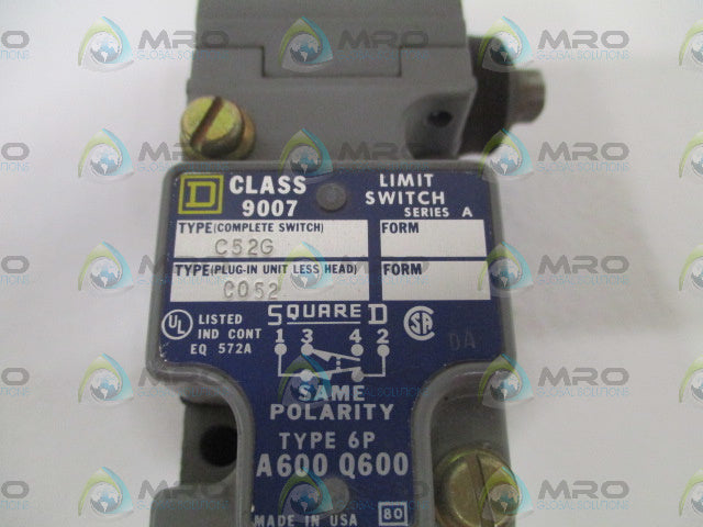 SQUARE D 9007-C52G SER. A LIMIT SWITCH *NEW NO BOX*