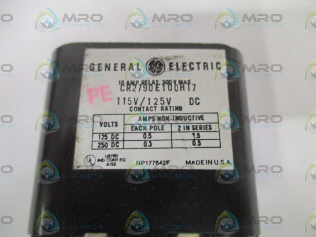GENERAL ELECTRIC CR2790E100H17 RELAYU 115/125V *NEW NO BOX*