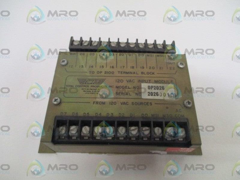 TOTAL CONTROL PRODUCTS, INC. 0P2026 INPUT MODULE *USED*