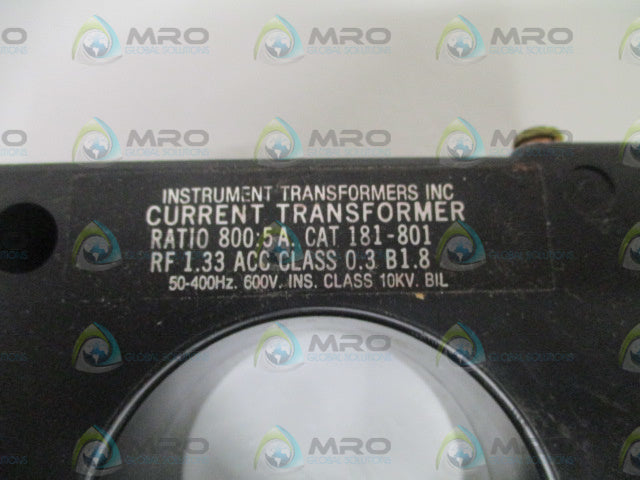 INSTRUMENT TRANSFORMERS 81-801 CURRENT TRANSFORMER RATIO 800:5A *NEW NO BOX*