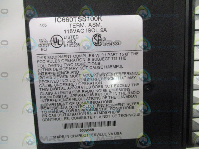 GE FANUC IC660TSS100K TERMINAL ASSEMBLY (REPAIRED) *USED*