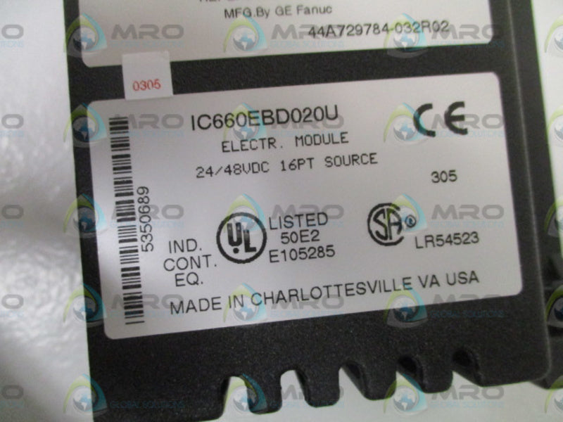 GE FANUC IC660EBD020U ELECTR. MODULE (REPAIRED) *USED*