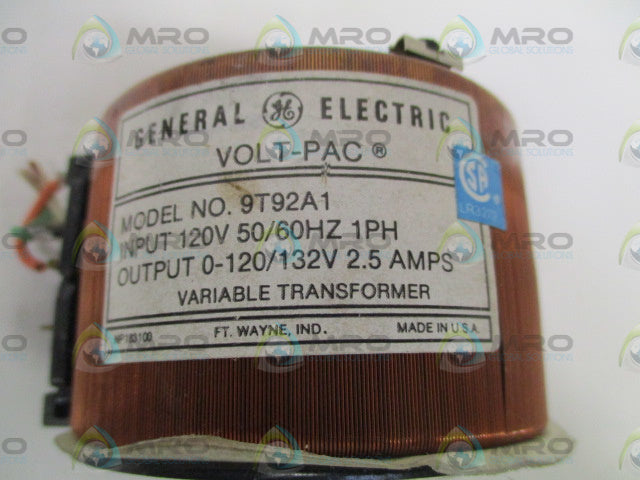 GENERAL ELECTRIC 9T92A1 VARIABLE TRANSFORMER 120V * NEW *