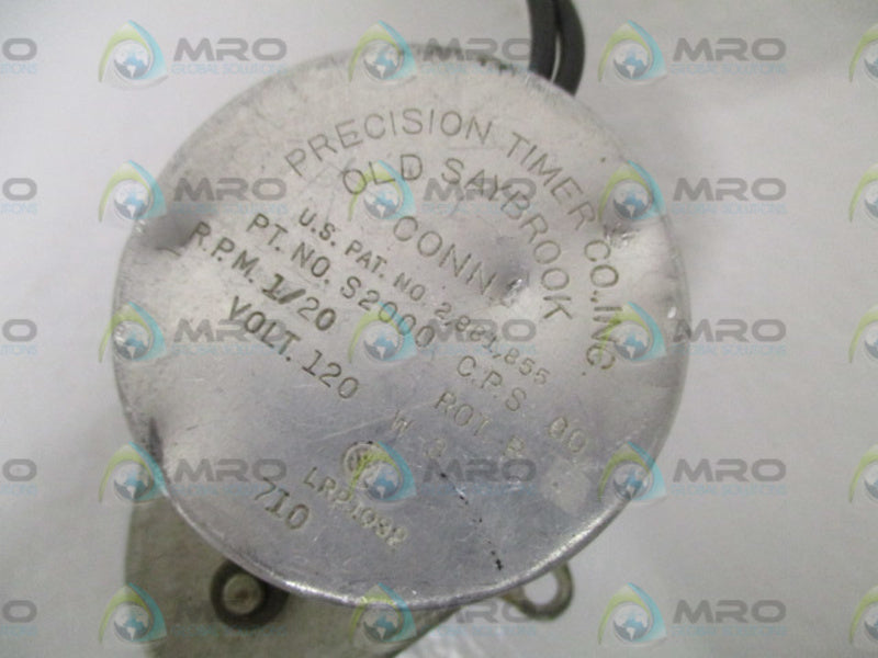 PRECISION TIMER CO. 710 R.P.M. 1/20 120V *USED*