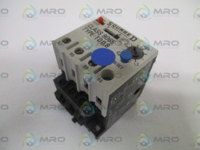 SQUARE D 9065-TD0.8 OVERLOAD RELAY 0.8-1.2AMP *USED*