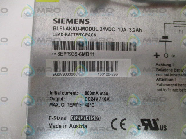 SIEMENS 6EP1935-6MD11 LEAD BATTERY PACK *USED*