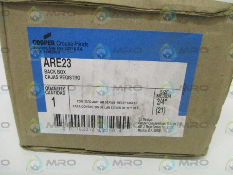 CROUSE-HINDS ARE23 BACK BOX 3/4" * FACTORY SEALED *