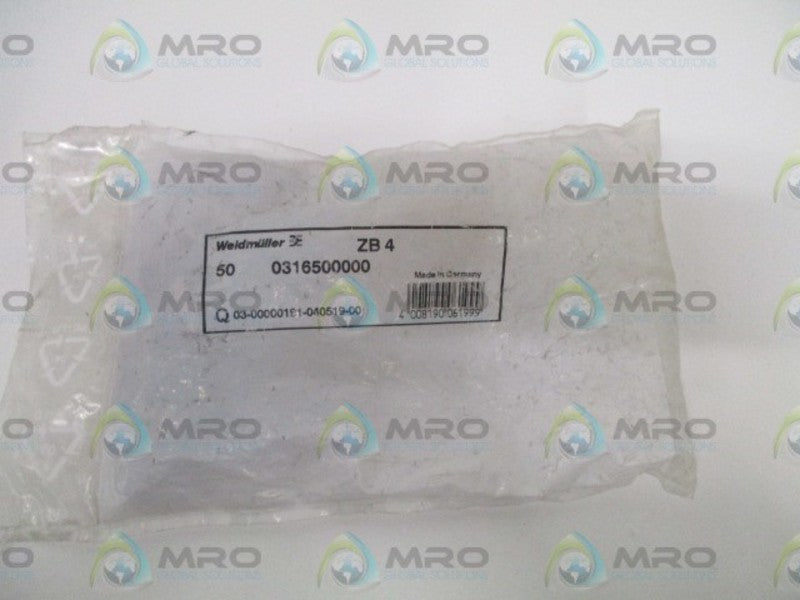 WEIDMULLER ZB4 TERMINAL CONNECTOR (PKG OF 50) * NEW IN FACTORY BAG *
