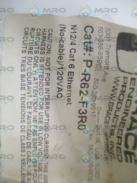 GRACE P-R62-F3R0 N12/4 CAT 6 ETHERNET NO CABLE 120VAC *NEW IN FACTORY BAG*