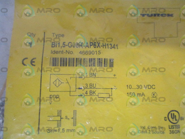TURCK Bi1,5-G08K-AP6X-H1341 PROXIMITY SWITCH *NEW IN FACTORY BAG*