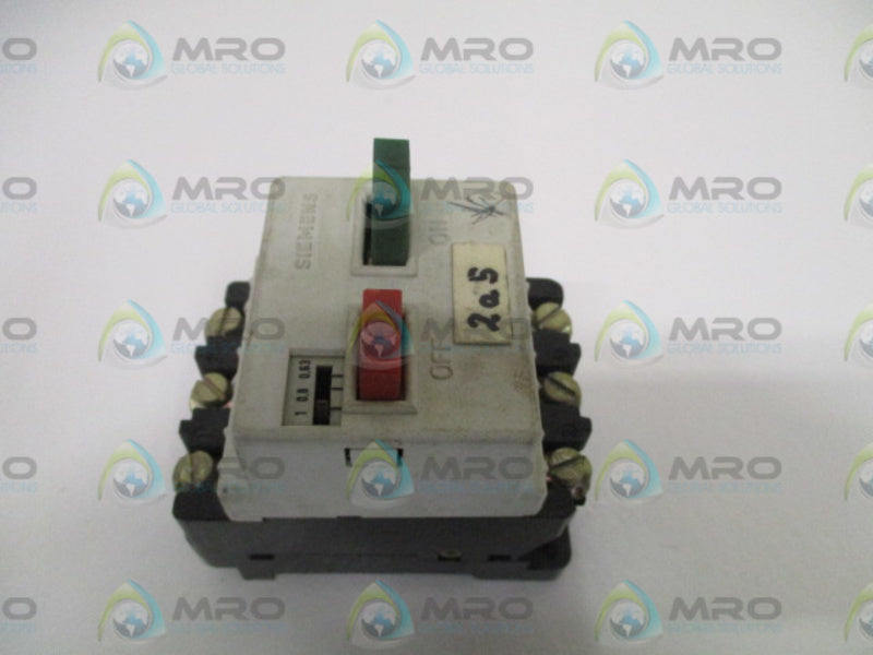 SIEMENS 3VE1010-2FZ  MOTOR STARTER 0,63-1AMPS *USED*